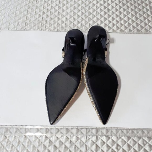 NWT Zara gold glitter slingback kitten heel pointed toe shoes, US7.5 / EU38 - Picture 11 of 11